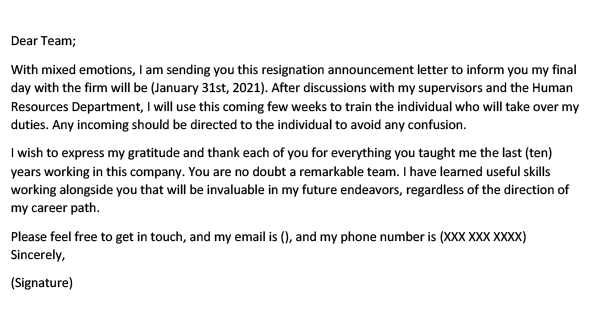 Resignation Announcement Letter To Colleagues Template And Examples resignation-announcement-letter-to-colleagues-template-and-examples