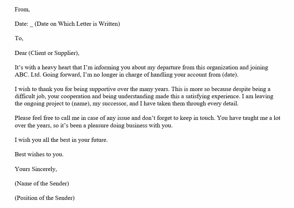 Goodbye Letter To Customers and Suppliers (Word Template)